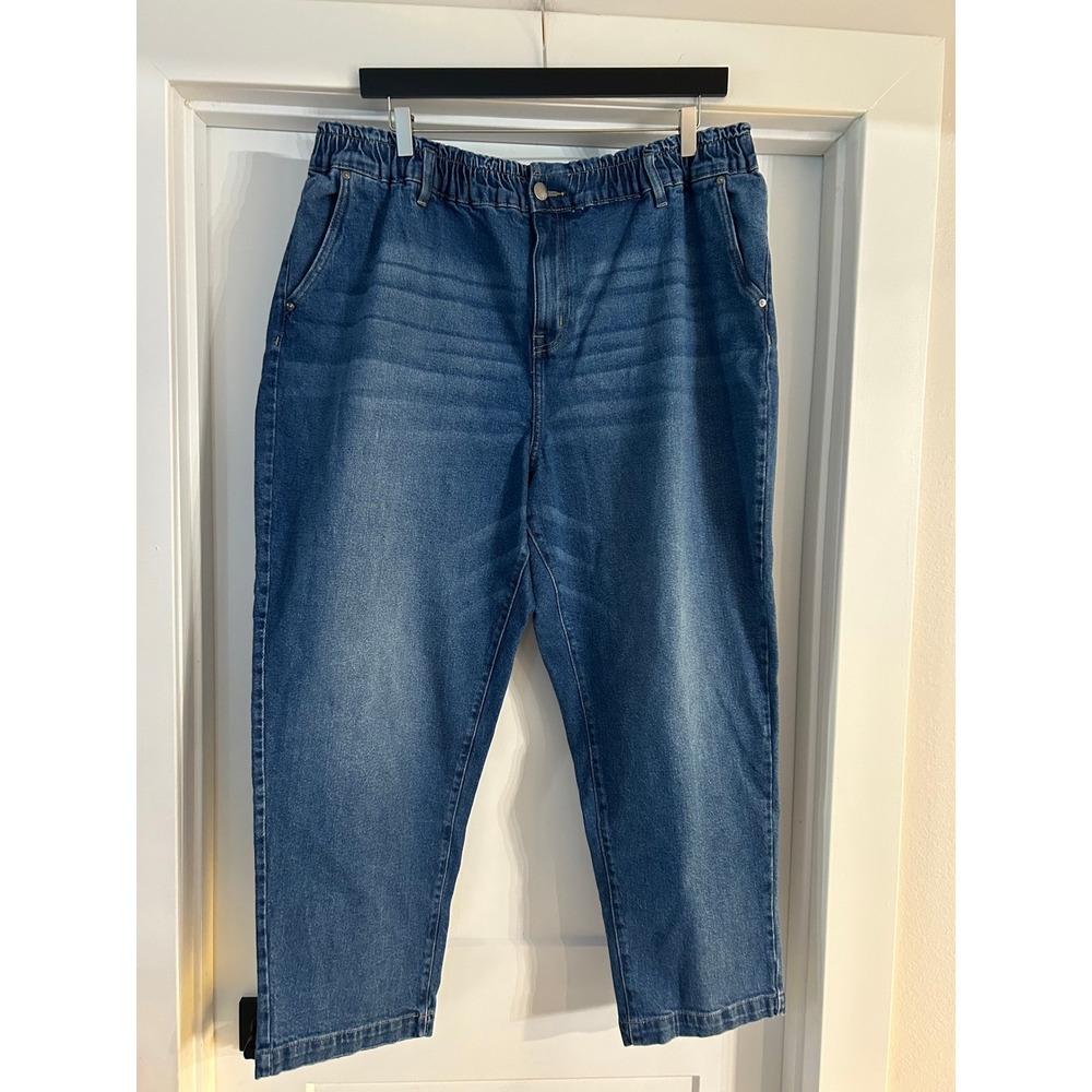 Lane Bryant Flex Magic Waistband High-Rise Mom Jeans Medium Wash Blue 20 Stretch